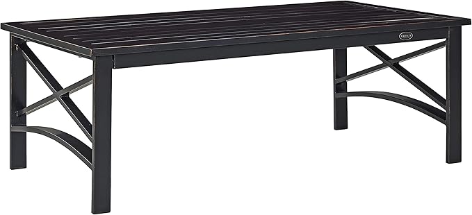 Crosley Furniture Kaplan Weather Resistant Metal Outdoor Coffee Table for Patio, Deck, Porch, Oiled Bronze