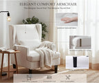Modern Accent Chair for Living Room Chairs Upholstered Oversized Reading Chair Accent Chairs for Living Room Sofa Chair Armchair with High Back and Wood Legs,Arm Chair Comfy Chair for Bedroom (Beige)