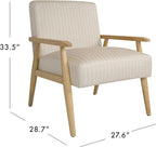Mid-Century Modern Accent Chair, Natural Wood Frame (Beige Sripe)