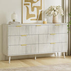 LYNSOM Fluted Dresser and Nightstand Sets 4 Piece, 2-Drawer Nightstands and 5/7 Drawers Dresser, Wood Bedroom Furniture Set for Home, Bedroom, Hallway, White