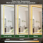 LED Bathroom Mirror, 40x30 Inch Frontlit & Backlit Gold Framed Lighted Mirror,Wall Mouted Vanity Mirror with Lights,Double Lights Strips,Anti Fog Stepless 3 Colors Temperature & Dimmable