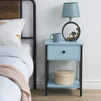 VECELO End Tables, Modern Nightstand with Drawer & Shelf, Night Stand for Bedroom Living Room,Industrial Metal Frame