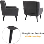 Dolonm Midcentury Modern Accent Chair with Arms, Upholstered Fabric Reading Side Chair Tufted Back Decorative Wingback Chair for Living Room Bedroom (Dark Grey)