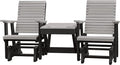 DutchCrafters Modern Horizontal Slat High Back Poly Double Glider Chairs with Center Table Outdoor Patio Furniture (Black & Light Gray)