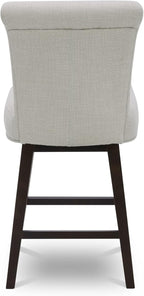 CHITA 26 Inch Counter Height Swivel Bar Stools Set of 2, FSC Certified Modern Upholstered Swivel Barstool Chairs with Back, Fabric in Linen