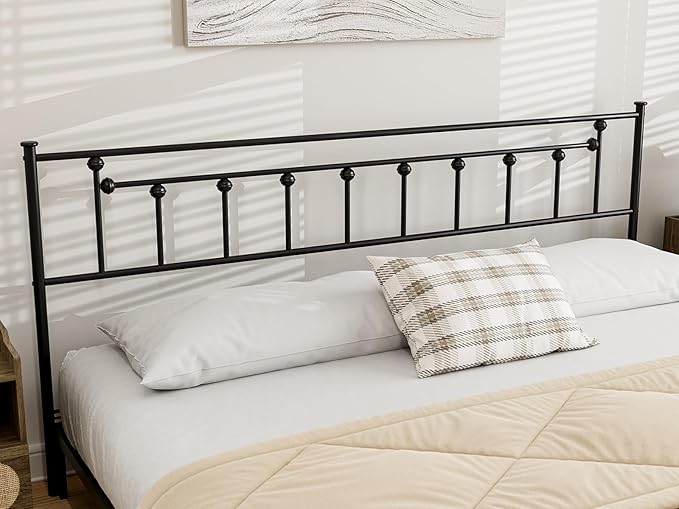 Metal California King Size Headboard - Adjustable Height - Victorian Farmhouse Style, Easy Assembly, Attach Frame, Steel Cal King Headboard Only for Bedroom, Black