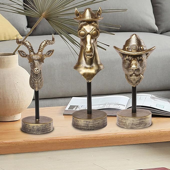 Handcrafted Resin Sculpture -(3 PCS) Modern Home Decor Accent, Trending Living Room & Office Decor, Elegant Tabletop & Shelf Decor for Desk, Bookshelf, Nightstand - Unique Gift Idea