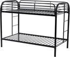 Bunk Bed Twin Over Twin Metal Bunk Bed w/Full-Length Guardrail & Side Ladder, Low Metal Bed Frame for Teens, Girls, Boys, Adults,No Box Spring Needed (C Black)