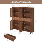Set of 2 Rustic Brown 69" Tall Farmhouse Storage Cabinet with Drawer & Adjustable Shelves, Grille Door Organizer Unit, Anti-Tip Design for Bathroom,Kitchen,Living Room