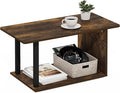 Furinno Basic Coffee Table, 2-Tier Modern Coffee Table with Open Shelf, Easy Assembly Side Table, for Living Room, Bedroom, Home Office, Amber Pine