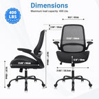 HYLONE Big and Tall Office Chair, Heavy Duty Ergonomic Desk Chair with Adjustable Armrests, 5" Thickened Seat Home Office Computer Chairs for Long Hours Mesh Executive Chair(Black)