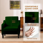 Accent Chairs Set of 2 for Living Room, Modern Velvet Living Room Chairs with Wide Backrest, Upholstered Comfy Chair with Cushion, Oversized Sofa Chair with Wood, Single Armchair, Green
