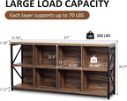 8 Cube Storage Organizer Bookshelf, Industrial Horizontal Bookcase, Accent Cubby Shelf, Media Console Table for Living Room, Home Office, 13.6" D x 63" W x 30.9" H, Light Oak