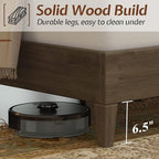 Jocisland Wood Full Size Bed Frame,Tall Upholstered Tufted Headboard, Solid Wood Platform, No Box Spring Needed, Ash Gray