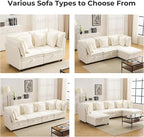 133" Modular Sectional Sofa, Comfy Cloud Couch Sectional Sofa with Large Storage, Chenille Sofa Sleeper Deep Seat Sofa with Throw Pillows for Living Room, U Shaped Sofa, White