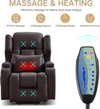 Power Lift Recliner Chair for Elderly, Electric PU Leather Reclining Single Sofa with Massage & Heat, Side Pocket, Cup Holders and USB/Type-C Charge Port for Living Room (Brown)