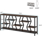 Tribesigns 70.9 Inches Sofa Console Table with 4 Tier Wood Storage Shelves, Industrial Extra Long Narrow Entryway Accent Tables for Hallway, Living Room, Foyer (Rustic Brown)
