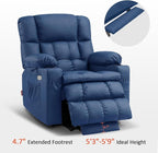 MCombo Dual Motor Power Lift Recliner Chair for Elderly, Lay Flat Lift Chair with Heat and Massage, Cup Holders, USB Ports, Faux Leather 7890 (Blue, Medium)