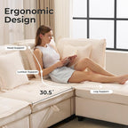 103" Modular Sectional Sofa, L-Shaped Corduroy Comfy Sectional Couches for Living Room, 3-Seater Cloud Couches with 1 Ottoman, Modern Deep Seat Sofa with Large Storage, Beige