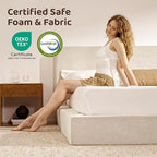 RECCI Cloud Upholstered California King Bed Frame with Headboard, 5 Inch Foam Padded Platform, No Box Spring, Easy Assembly (Cream)