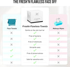 Zev Fresh’n Flawless Face Towels, Disposable Face Towelette for Clean Clear Skin - Makeup Remover Dry Wipes, Facial Wash Cloths, 100% Biobased Towel, Biodegradable, XL Ultra Soft & Sustainable, 50 Ct