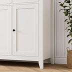 HORSTORS 55" Buffet Cabinet, Modern Farmhouse Sideboard Buffet with Drawers, Large Kitchen Storage Cabinet with Adjustable Shelves, Wood Coffee Bar for Kitchen, Dining Room, Living Room, White