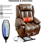 EDILLY Extra Large Power Lift Recliner Chairs for Elderly,Infinite Position Lay Flat Dual Motor Recliners Chair,with Heating and Massage, Breathable Leather,USB Ports and Remote Control(Orche)
