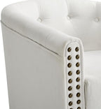 Swivel Barrel Accent Chair,Round Nailhead Chenille Fabric Living Room Arm Chairs,Modern Upholstered Comfty Reading Nook Chairs for Bedroom,Small Club Armchair,Single Sofa Side Chair,Ivory White