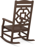 Martha Stewart by POLYWOOD® Chinoiserie 3-Piece Rocking Chair Set in Mahogany