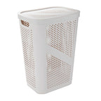 Mind Reader 60L Slim Laundry Hamper, Clothes Basket, Lid, Ventilated, Plastic, Set of 2, Ivory
