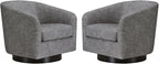 CHITA Swivel Accent Chair, FSC Certified Upholstered Fabric Barrel Chair for Living Room Set of 2, Fully Assembled, Pebble Grey