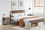 VECELO End Tables, Modern Nightstand with Drawer & Shelf, Night Stand for Bedroom Living Room,Industrial Metal Frame