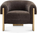 CHERS Mid-Century Modern Accent Chair, Upholstered Vintage Living Room Chairs with Wood Legs, Luxury Velvet Fabric Green Accent Chair Comfy Lounge Armchair for Reading Nook, Bedroom, Office (Espresso)