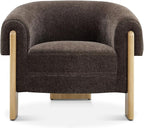 CHERS Mid-Century Modern Accent Chair, Upholstered Vintage Living Room Chairs with Wood Legs, Luxury Velvet Fabric Green Accent Chair Comfy Lounge Armchair for Reading Nook, Bedroom, Office (Espresso)