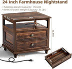 Farmhouse Dresser and Nightstand Sets, Wood 54" Wide Dresser & 24" Night Stand with Charging Station, 2 Piece Bedroom Furniture Set, Chest of Drawers for Bedroom, Home, Living Room, Hallway