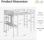 SUNLEI Metal Twin Loft Bed with Desk, Twin Size Loft Bed with 2 Built-in Ladders & Safety Guard, Noise Free for Small Bedroom, Matte White