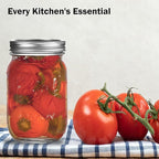 Ball Regular Mouth Mason Jars 16 oz. (12 Pack) - Pint Size Jars with Airtight Lids and Bands for Canning, Fermenting, Pickling, Meal Prep or DIY Decors and Projects Bundled with Peaknip Jar Opener