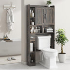 Vabches Over The Toilet Storage Cabinet, Farmhouse Storage Cabinet Over Toilet with Barn Door，Home Space-Saving Toilet Rack, for Bathroom, Restroom, Laundry