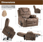 Dual Motor Large Power Lift Chairs Recliners for Adults Elderly Big Man Lay Flat Velvet Recliner with Massage Heat, Infinite Position, 2 Cup Holders, 2 Side Pockets, Up to 400LBS
