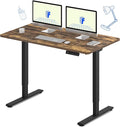 FLEXISPOT E3 Dual Motor Electric Standing Desk 55x28 Inch Whole-Piece Board Height Adjustable Electric Sit Stand Desk (Black Frame + Special Walnut Desktop, 2 Packages)