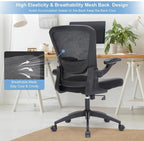 Office Chair, 350lbs Heavy Duty Ergonomic Desk Chair with Flip-Up Arms, Home Office Desk Chairs with Adjustable Seat Height & Lumbar Support, Executive Computer Desk Chair for Heavy People