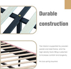 AGARTT Upholstered Platform Bed Frame Twin Size with Headboard and Footboard/Wooden Slats Support/No Box Spring Needed/Easy Assembly,Pink Velvet