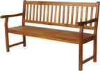JONATHAN Y BNH101A Laurel 59.1" 3-Seat Slat-Back 600-Lbs Support Acacia Wood Outdoor Garden Patio Bench for Garden, Lawn, Backyard, Pool, Deck, Beach, Firepit, Teak
