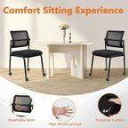 CLATINA Stacking Armless Office Guest Chair with Wheels, Stackable Mesh Waiting Room Reception Desk Chairs with Adjustable Backrest for Conference Lobby Side School, Black, 8PK
