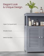 VASAGLE Floor Storage Cabinet, Freestanding Storage Unit with Double Shutter Doors and Adjustable Shelf, for Living Room, Bathroom, Entryway, Kitchen, Dove Gray UBBC040G02