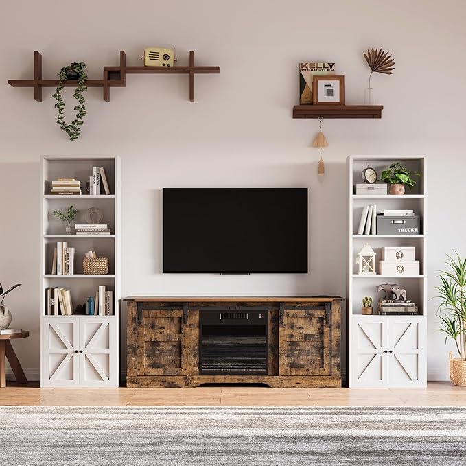 MXV 6 Tier 71" Tall Wooden Bookshelf&Bookcase with Doors, Storage Shelves Organizer, Floor Standing Modern Display Cabinet Shelves, Home Decor Furniture for Home Office, Living Room, Bedroom, White
