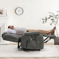 Dual Motor Large Power Lift Recliner Chair for Elderly with Heat and Massage,Lay Flat Lift Chairs Recliners for Seniors Infinite Position,USB Ports&Remote, Leather (Silver Grey, Medium)