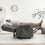 Dual Motor Large Power Lift Recliner Chair for Elderly with Heat and Massage,Lay Flat Lift Chairs Recliners for Seniors Infinite Position,USB Ports&Remote, Leather (Silver Grey, Medium)
