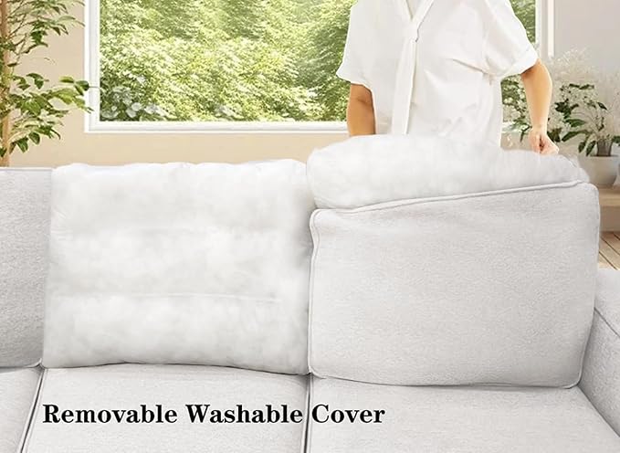 Legend Vansen Modular Sectional Sofa U Shaped Couch with Ottoman Modern Reversible Corner Sectional Couch for Living Room (Cream, 2+3 with Ottoman)