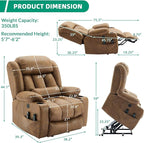 VIVIJASON Tall Man Dual Motor Power Lift Recliner Chair with Extended Footrest, Oversized Lay Flat Sleeper Electric Recliner W/Heat & Massage, Lumbar Pillow, USB & Type-C Ports, Infinite Position